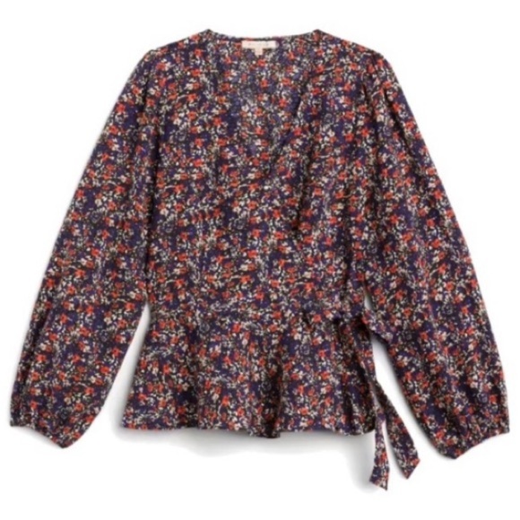 Skies are Blue Woman’s Floral Wrap Peplum Blouse Top Size Medium - Picture 13 of 13